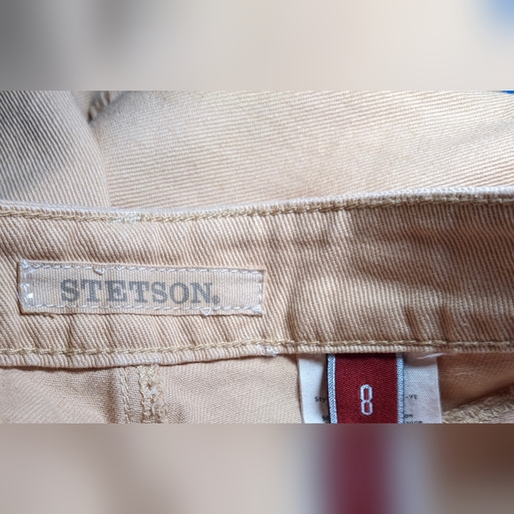 Ladies Sz 8 Stetson Western Denim Jean Skirt Straw Brown Frayed Fringe Bottom - Picture 6 of 6